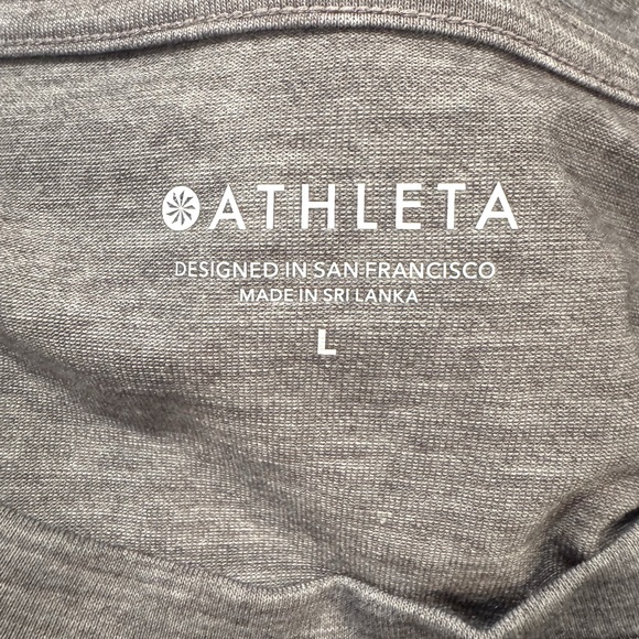 Athleta ‘Essence’ Pleated Short Sleeve Crew Neck T-Shirt in Heather Gray Size L - Picture 5 of 8